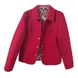 Briggs New York Vibrant Red Quilted Button-Front Barn Jacket Paisley Lining ❤️